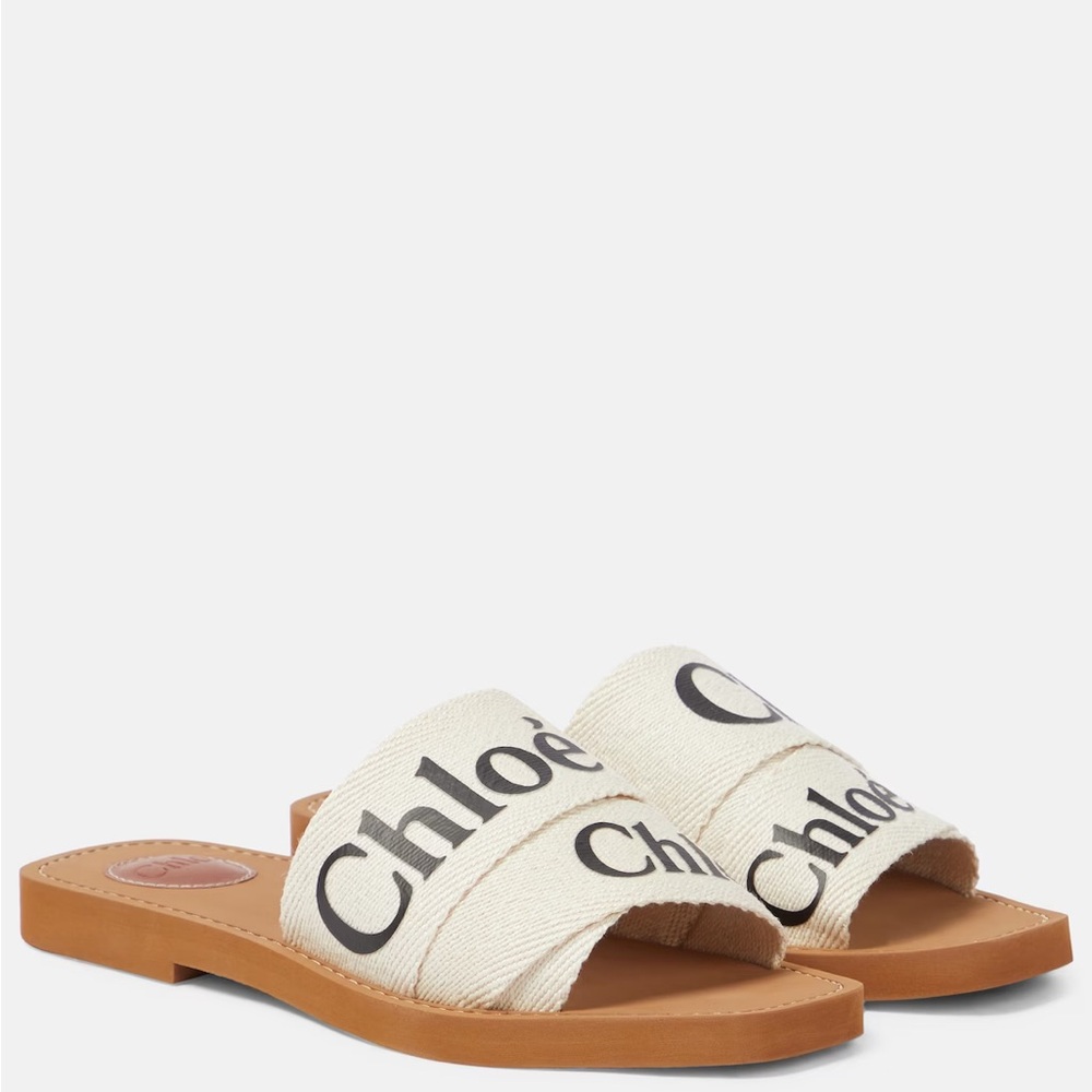 Chloe Woody Canvas Slides